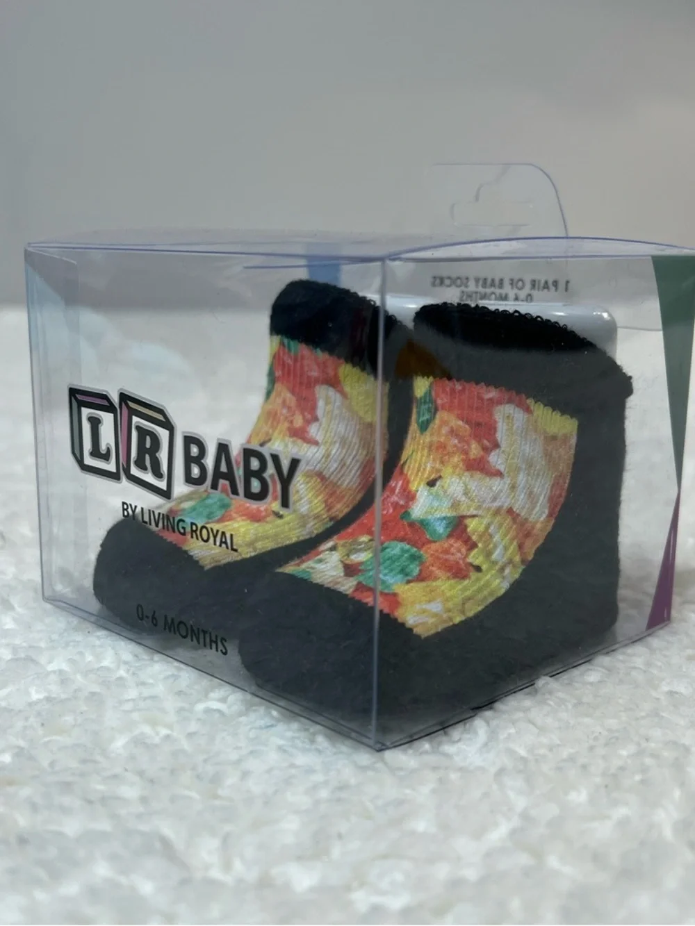 Living Royal Baby Infant Socks Black & Multicolor Ages 0-6 Months